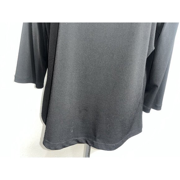 JM Collection Women Petite Medium Blouse Black Lightweight long sleeve - Picture 4 of 8